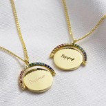 Personalised Rainbow Crystal Spinning Disc Necklace