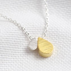 Mother & Baby Double Droplet Necklace in Silver and Gold