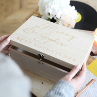 Personalised 'Best Adventures' Wooden Keepsake Box
