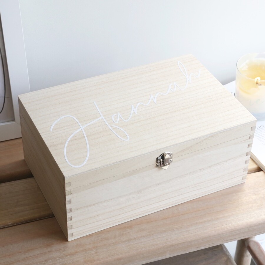 Personalised Name Wooden Hamper Box is Perfect for Filling with Great Gifts for Asking your Friend to be Your Bridesmaid