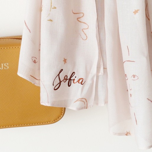 Boho Personalised Sun and Moon Scarf in Pink