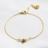 Gold Enamel Bumblebee and Daisy Bracelet