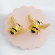 Lisa Angel Gold and Enamel Bumble Bee Stud Earrings