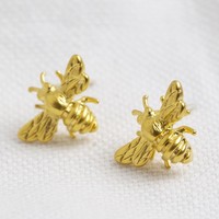 Gold Bumblebee Stud Earrings