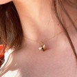Model Wears Lisa Angel Ladies' Delicate Tiny Bumblebee Pendant Necklace