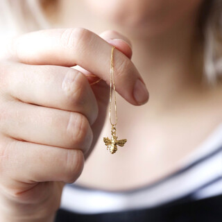 Tiny Bee Charms Necklace in Silver