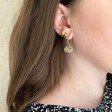 Ladies' Gold and Enamel Bumblebee Stud Earrings on Model