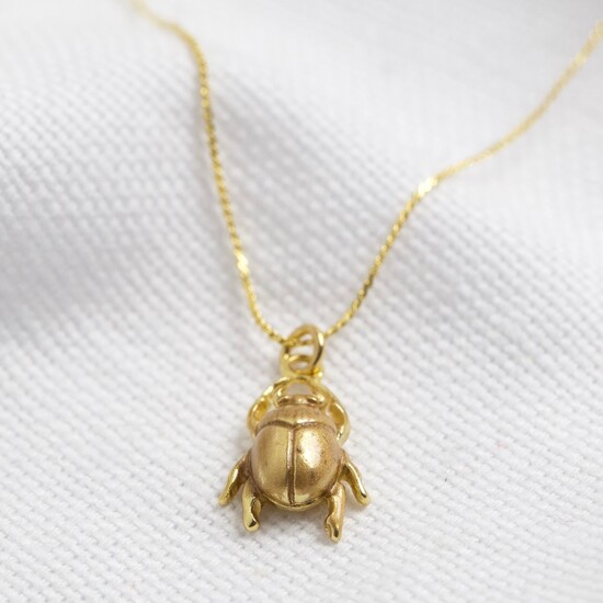 Delicate Tiny Gold Beetle Pendant Necklace