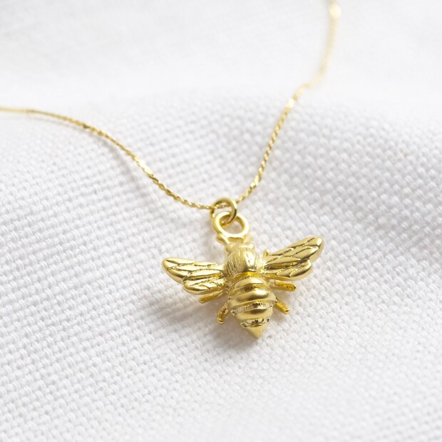 Delicate Tiny Gold Bumblebee Pendant Necklace | Lisa Angel