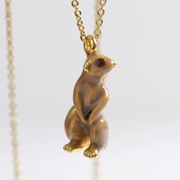 Enamel Meerkat Pendant Necklace