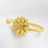 Adjustable Gold Daisy Ring