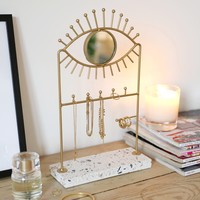Jewellery Stand and Mirror with Terrazzo Base