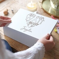 Personalised 'Just Can't Wait' Medium White Wooden Box