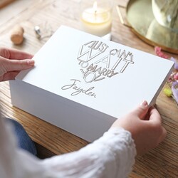Personalised 'Just Can't Wait' White Wooden Box