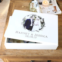 Personalised Wedding 'Your Photo' White Wooden Box