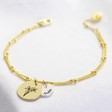 Personalised Gold Birth Flower Double Disc Charm Bracelet