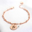 Personalised Rose Gold Birth Flower Double Disc Charm Bracelet