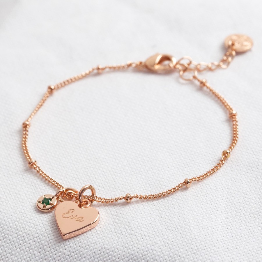 Personalised Name and Birthstone Charm Bracelet Lisa Angel