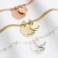 Personalised Hammered Double Disc Charm Bracelet