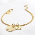 Lisa Angel Gold Personalised Hammered Double Disc Charm Bracelet
