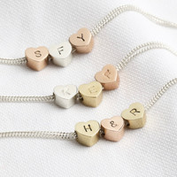 Personalised Mixed Sterling Silver Heart Beads Bracelet