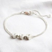 Personalised Sterling Silver Heart Beads Bracelet