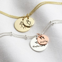 Personalised 'Your Drawing' Double Disc Charm Bracelet