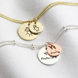 Personalised 'Your Drawing' Double Disc Charm Bracelet