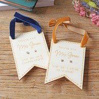 Personalised Wooden 'Teacher' Banner with Sterling Silver Earrings