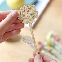 Personalised Wooden 'Teacher' Flower with Sterling Silver Earrings