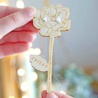 Wooden 'Friend' Flower with Sterling Silver Earrings