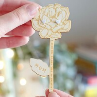 Wooden 'Mum' Flower with Sterling Silver Earrings