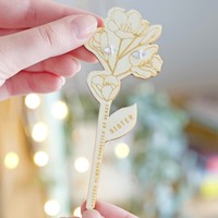 Wooden 'Sister' Flower with Sterling Silver Earrings
