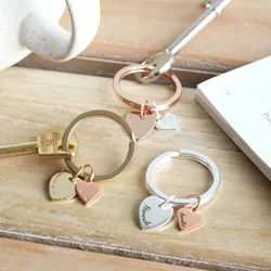 Personalised Double Heart Charm Keyring
