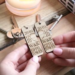 Set of 2 Personalised Wooden Memory Keyrings
