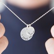 Personalised Double Disc Charm Necklace With Model