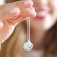 Personalised Double Disc Charm Necklace With Model