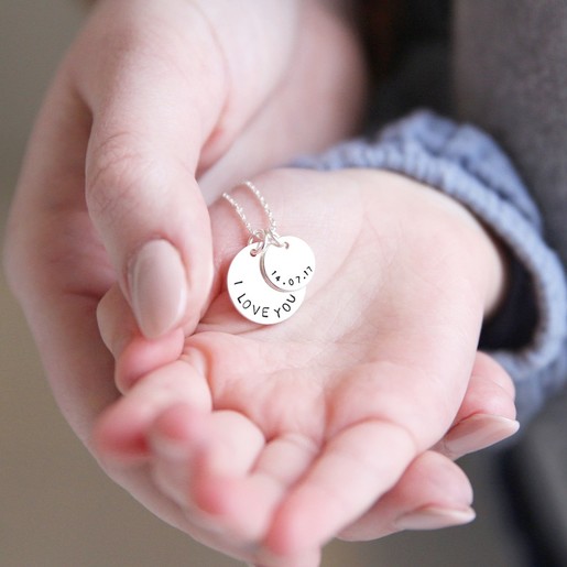 Necklace with Mum and Child Personalised Double Disc Charm Necklace with Mum and Child