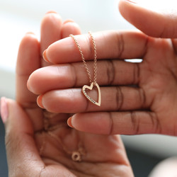 Personalised Gold Sterling Silver Heart Outline Necklace
