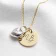 Lisa Angel Ladies' Gold Engraved Personalised Disc and Puffed Heart Charm Necklace