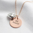 Lisa Angel Ladies' Rose Gold Engraved Personalised Disc and Puffed Heart Charm Necklace