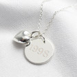 Lisa Angel Ladies' Silver Engraved Personalised Disc and Puffed Heart Charm Necklace