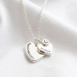 Lisa Angel Silver Personalised Double Heart and Birthstone Charm Necklace