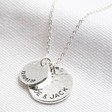 Lisa Angel Silver Personalised Hammered Double Disc Charm Necklace