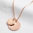 Lisa Angel Rose Gold Personalised Hammered Double Disc Charm Necklace
