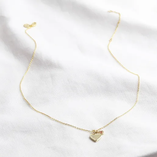 Lisa Angel Delicate Personalised Heart and Birthstone Charm Necklace