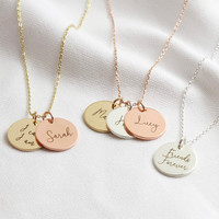 Personalised Mixed Metal Disc Charm Necklace