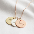 Personalised Mixed Metal Triple Disc Charm Necklace