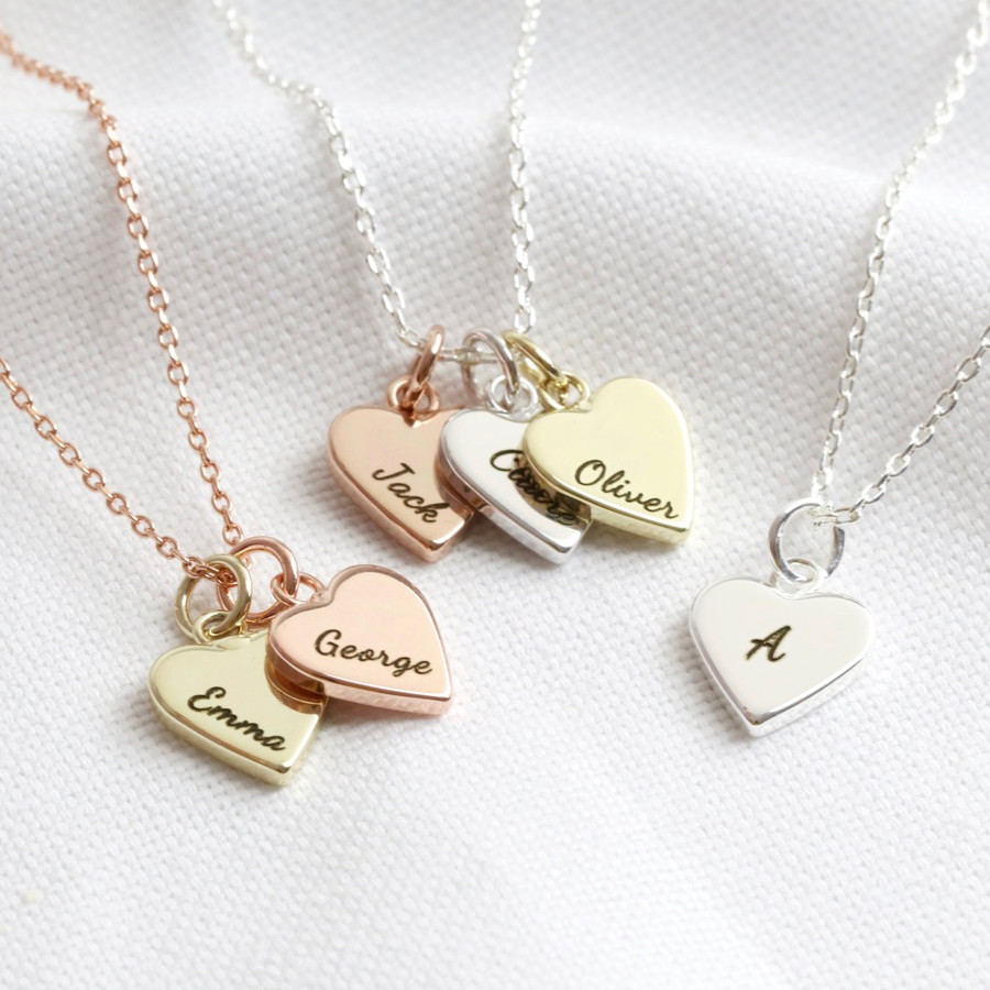 personalised triple heart necklace