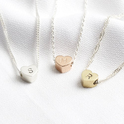 Personalised Mixed Sterling Silver Single Heart Bead Necklace